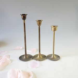 3 Brass MCM Candlestick holders
